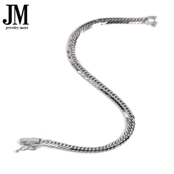 18金 ホワイトゴールド 喜平ブレスレット アンクレット K18WG 8面