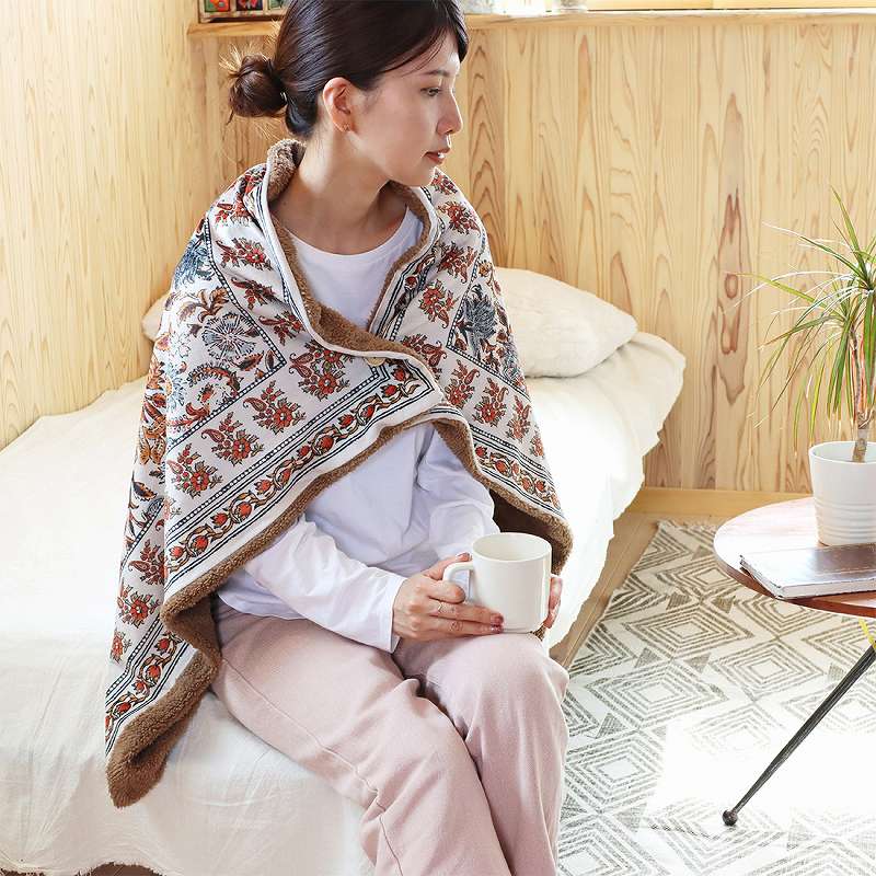 shanti / ブランケット ブルーム ブロックプリント｜テソロ(tesoro