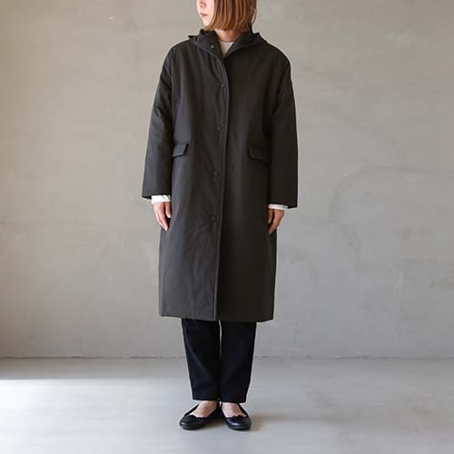 e213t166) / evam eva(エヴァムエヴァ) /padding hooded long coat