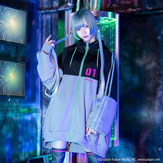 初音ミク ジャージパーカー 【BLACK】 / 初音ミク×リッスンフレーバー