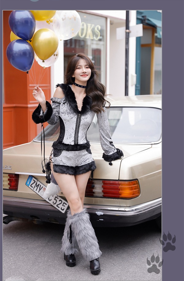 即日発送】ロングスリーブウルフ《ハロウィンコスプレ3点セット