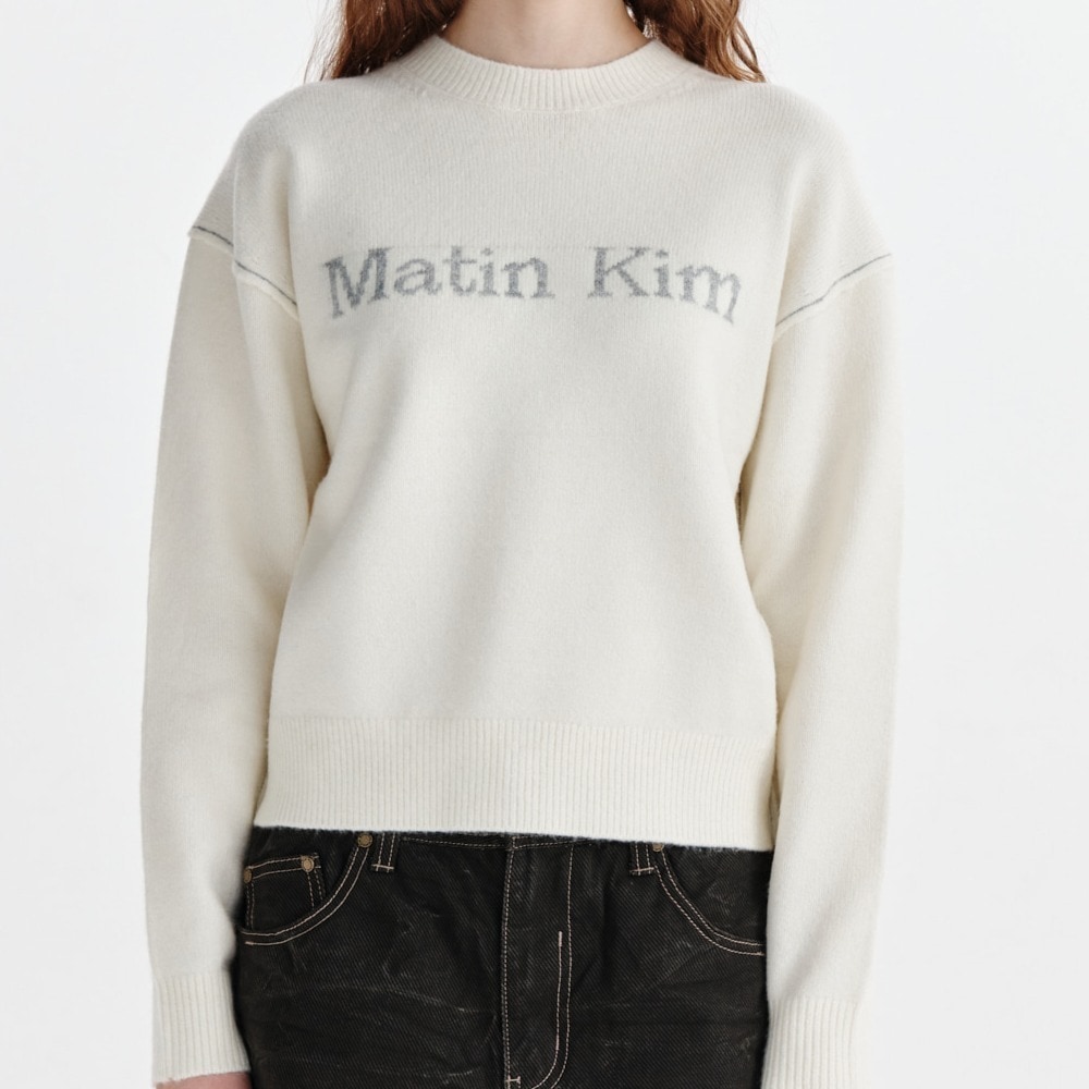 MATIN KIM ニット セーター COLOR LINE POINT LOGO KNIT PULLOVER