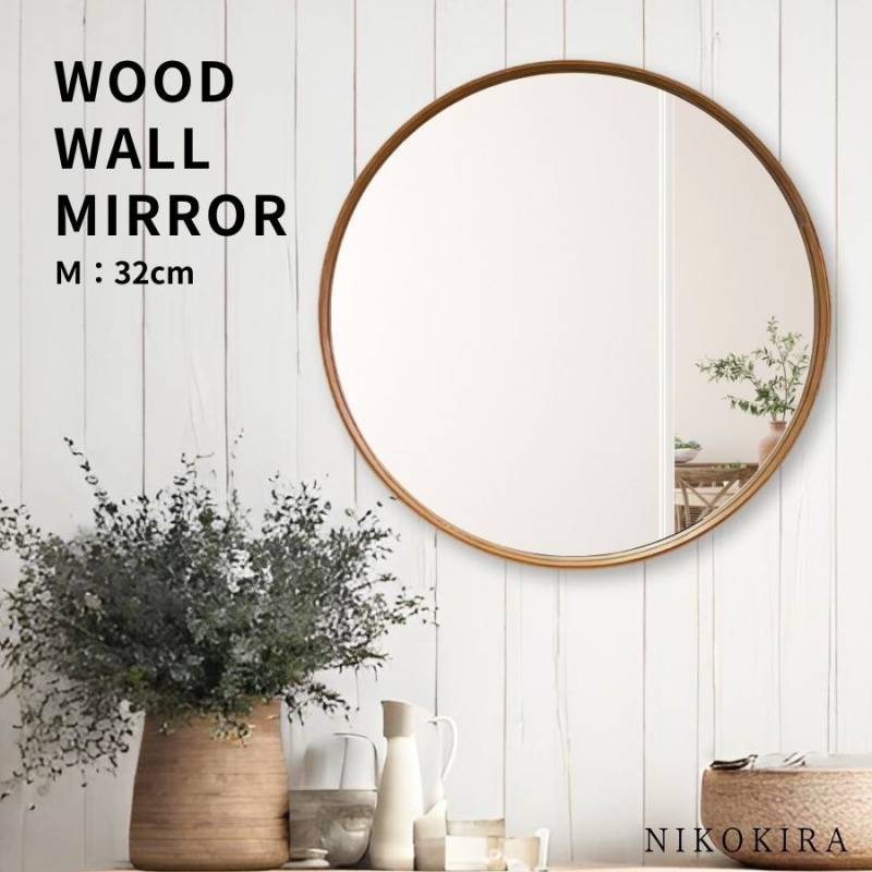 鏡 壁掛け鏡 ウォールミラー シェーカー ラウンドミラー M 32cm