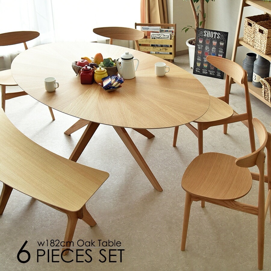 商品コード：skk-156】ダイニングテーブルセット 6人掛け 幅180cm 7点