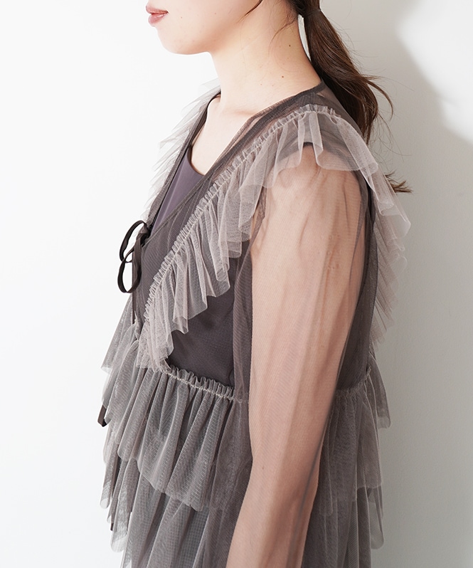 Frill vest pencil dress□ | DRESS,DRESS | ROOM903 online