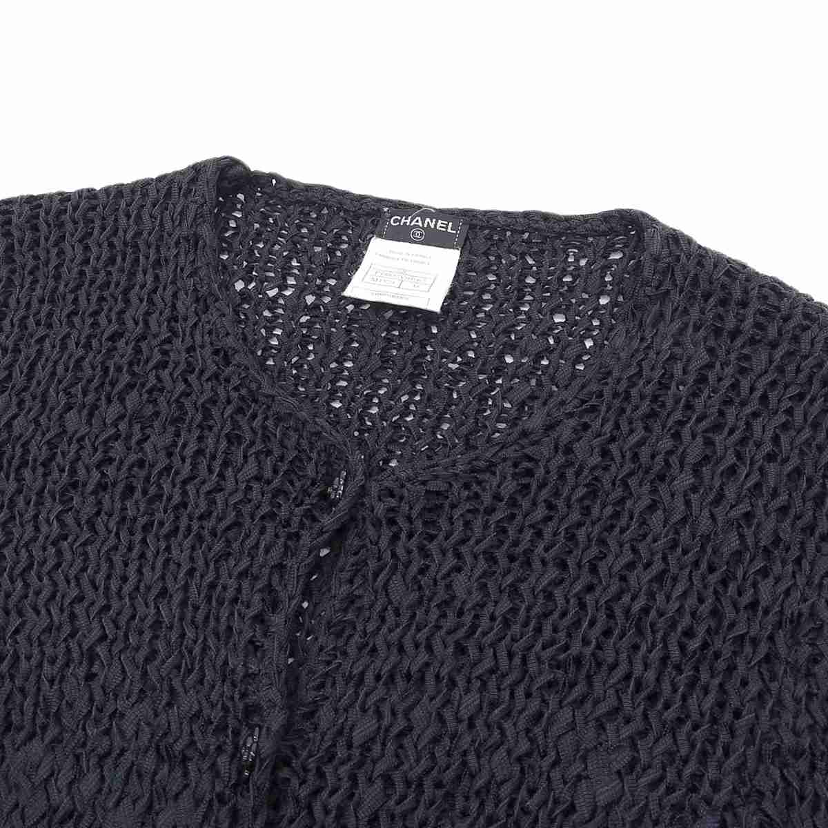 シャネル CHANEL ニット カーディガン ネイビー 38 レディース 02C