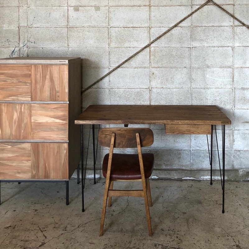 ZELDA desk｜ゼルダ デスク 讃岐産コナラ・ヒノキ無垢材×アイアン脚
