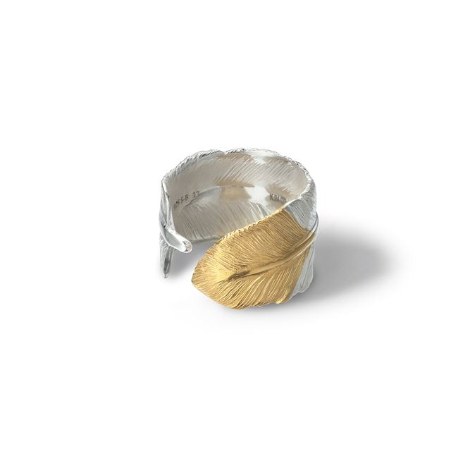 フェザーモチーフ シルバー925リング/キングマンターコイズ/ナチュラル