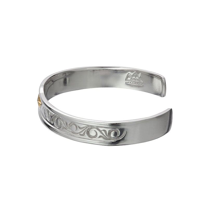 アラベスク サンシンボル シルバー925 K18（18金）バングル｜K18