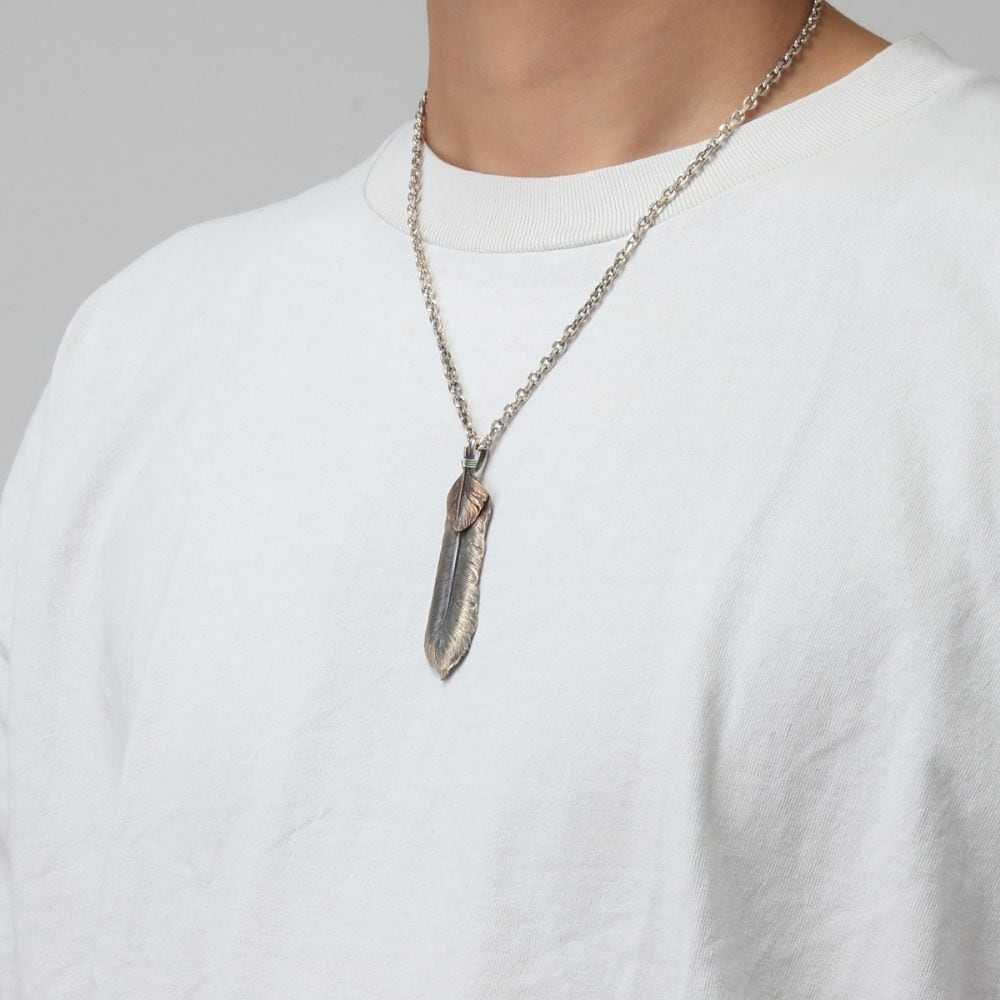 ハート付 フェザー シルバー925 オキシダイズコーティング（燻し