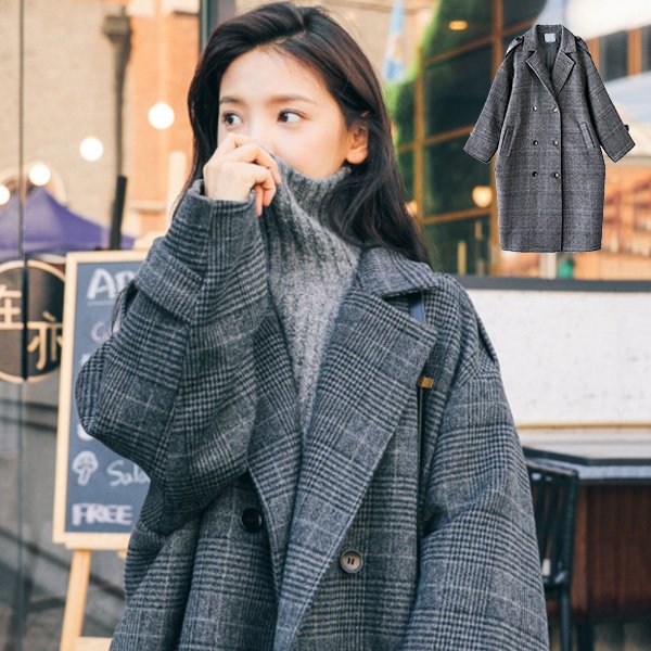 グレンチェック柄ロングチェスターコート | レディース,アウター