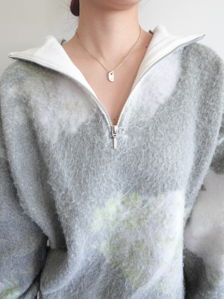 Flower Print Half Zip Knit｜真冬もあったかい ハーフジップニット