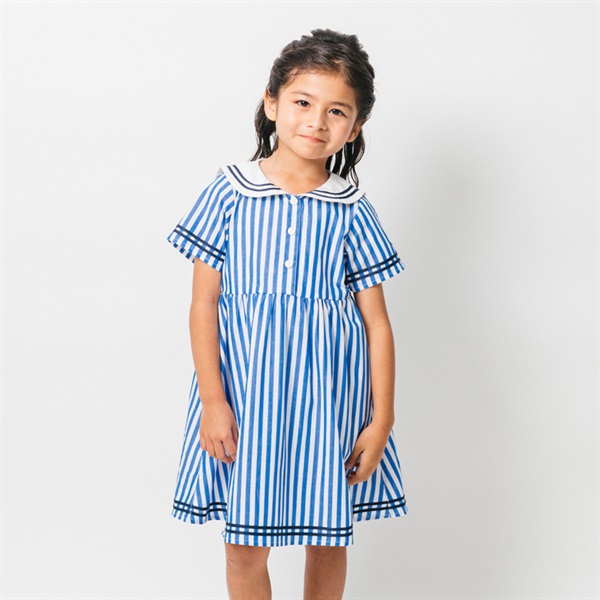 ストライプ・無地セーラー衿半袖ワンピース ワンピース｜子供服