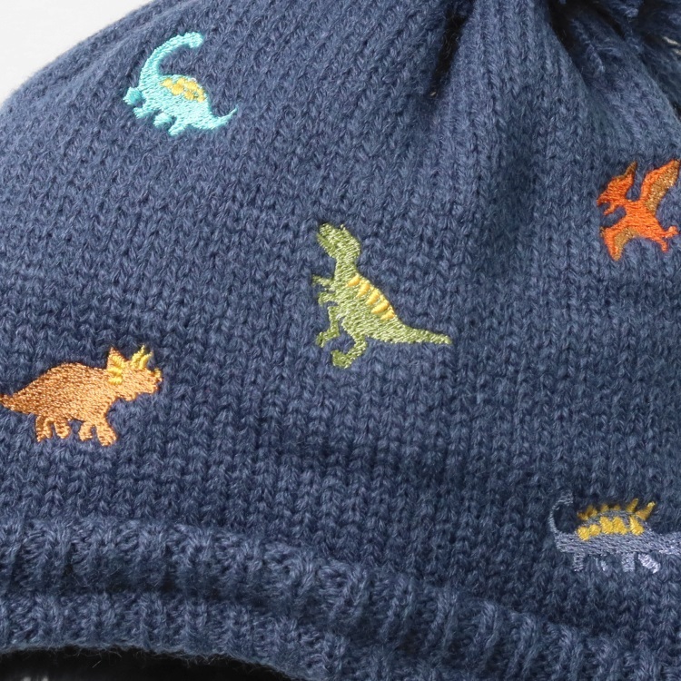 会員ランク別セール対象】恐竜刺繍ニット帽 帽子｜子供服・ベビー服の