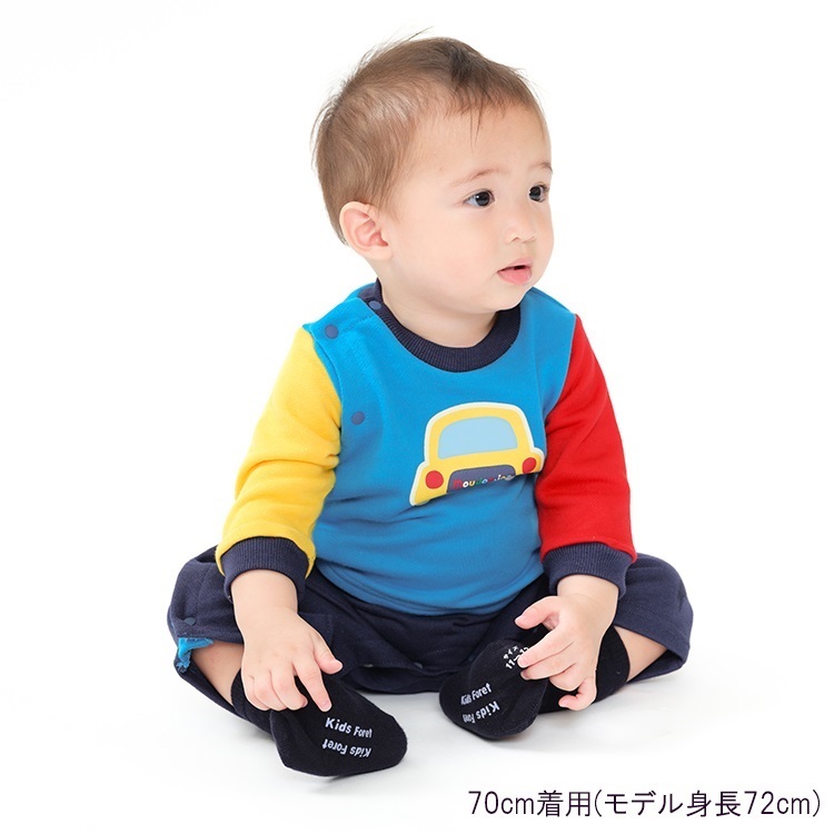 車プリント裏毛ロンパース カバーオール｜子供服・ベビー服の通販は