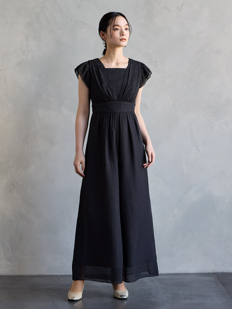 カットジャカードフレアパンツドレス(M ブラック): AIMER | エメ