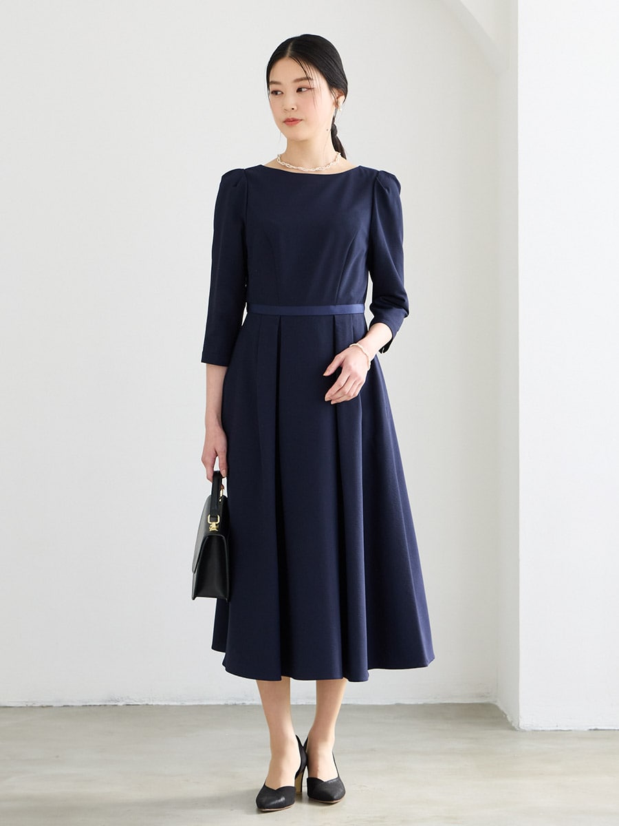 シアサッカーAラインフレアワンピース(M ベージュ): AIMER | エメ