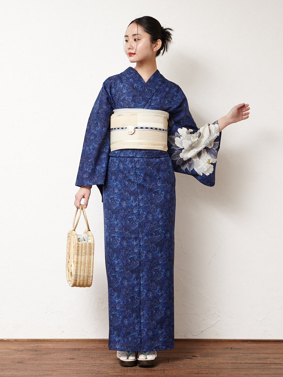 浴衣単品「 更紗牡丹 」(FREE ダークレッド): ふりふ ｜ミマツグループ