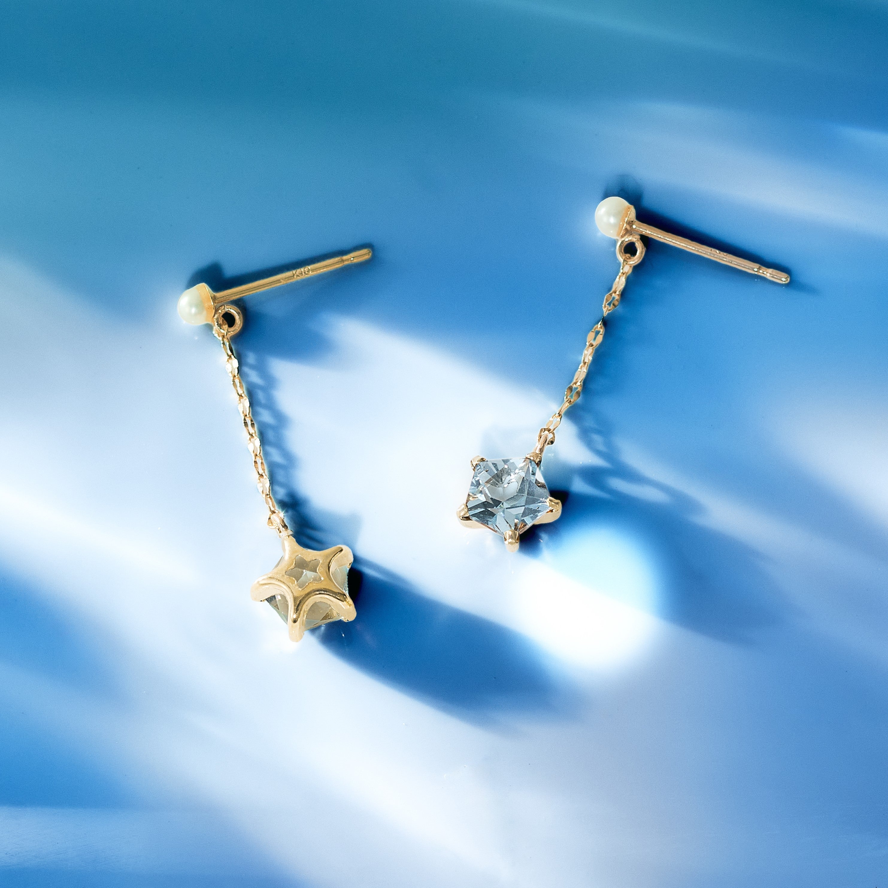 11月新作】K10 星 チェーン ピアス（スカイブルートパーズ) - me