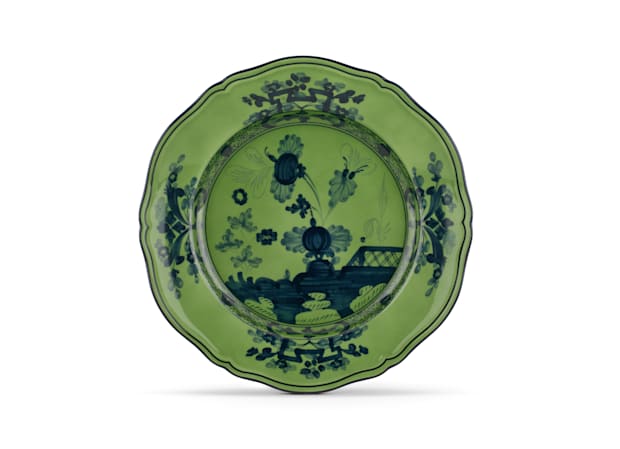 Malachite green flat plate in porcelain | GINORI 1735