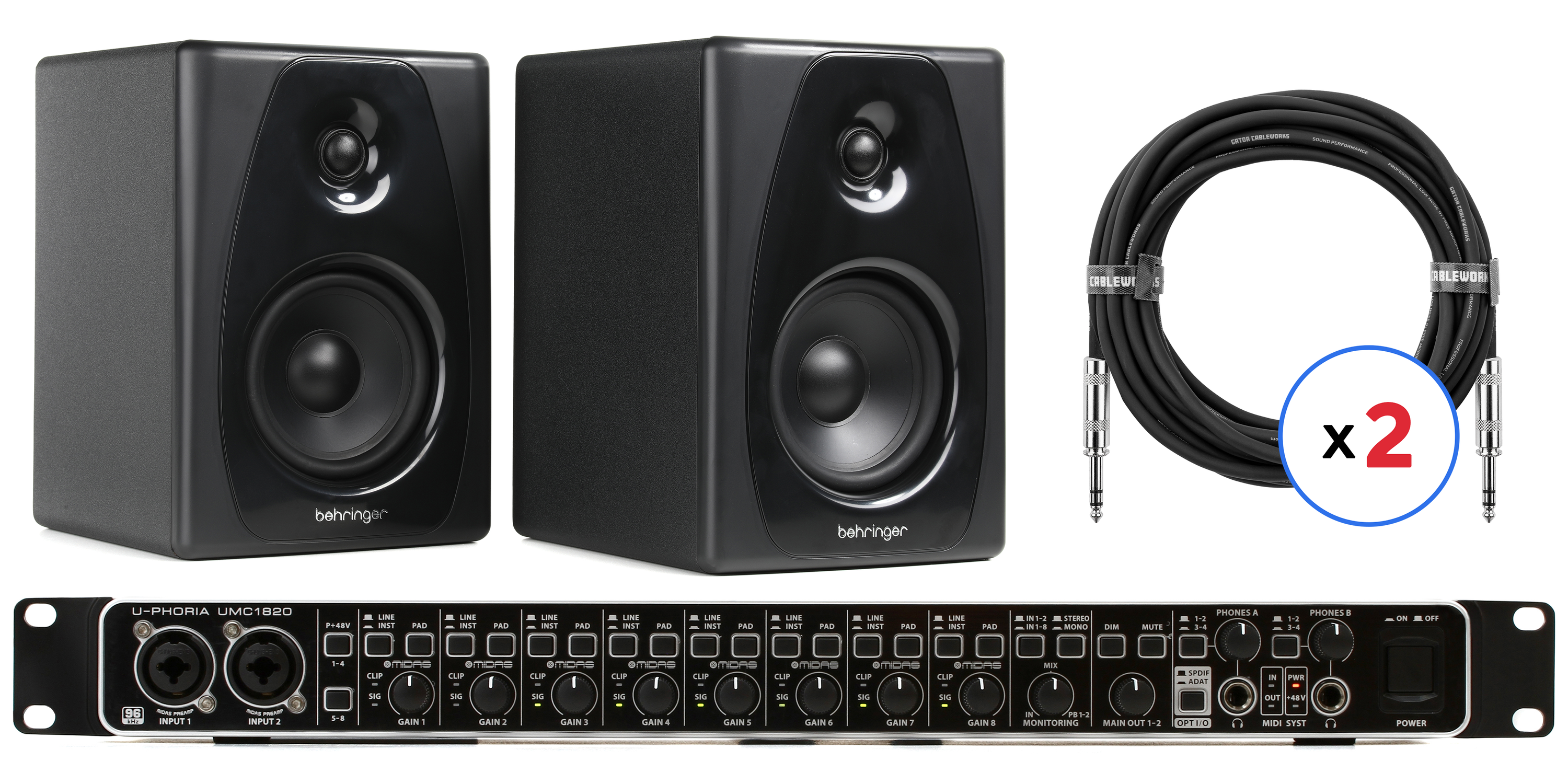 Behringer U-Phoria UMC1820 USB Audio Interface and Speaker Bundle