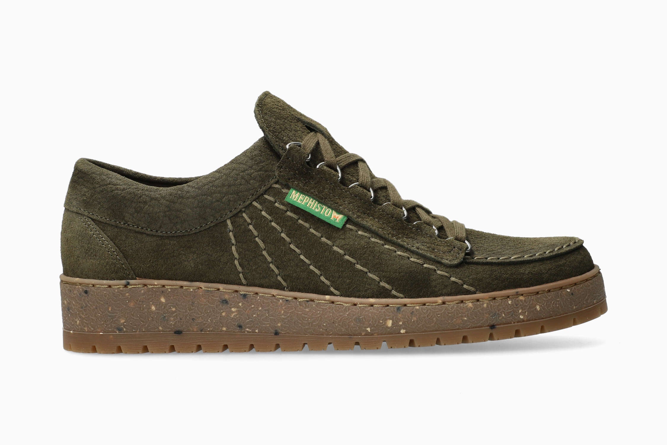 Mephisto Rainbow | Men Originals Green Leather Grainy Nubuck
