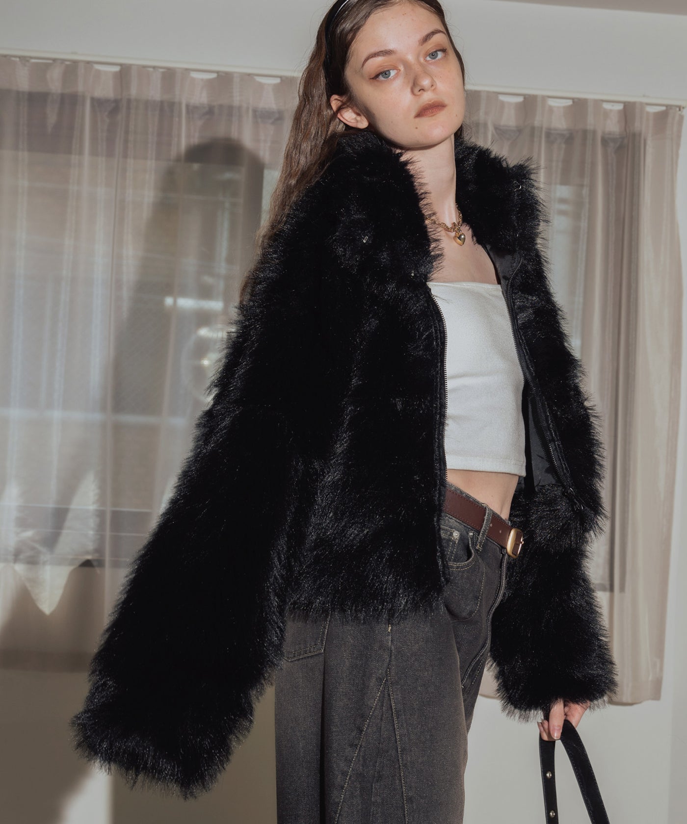 フェイクファーショート丈ダブルジップジャケット – Mili