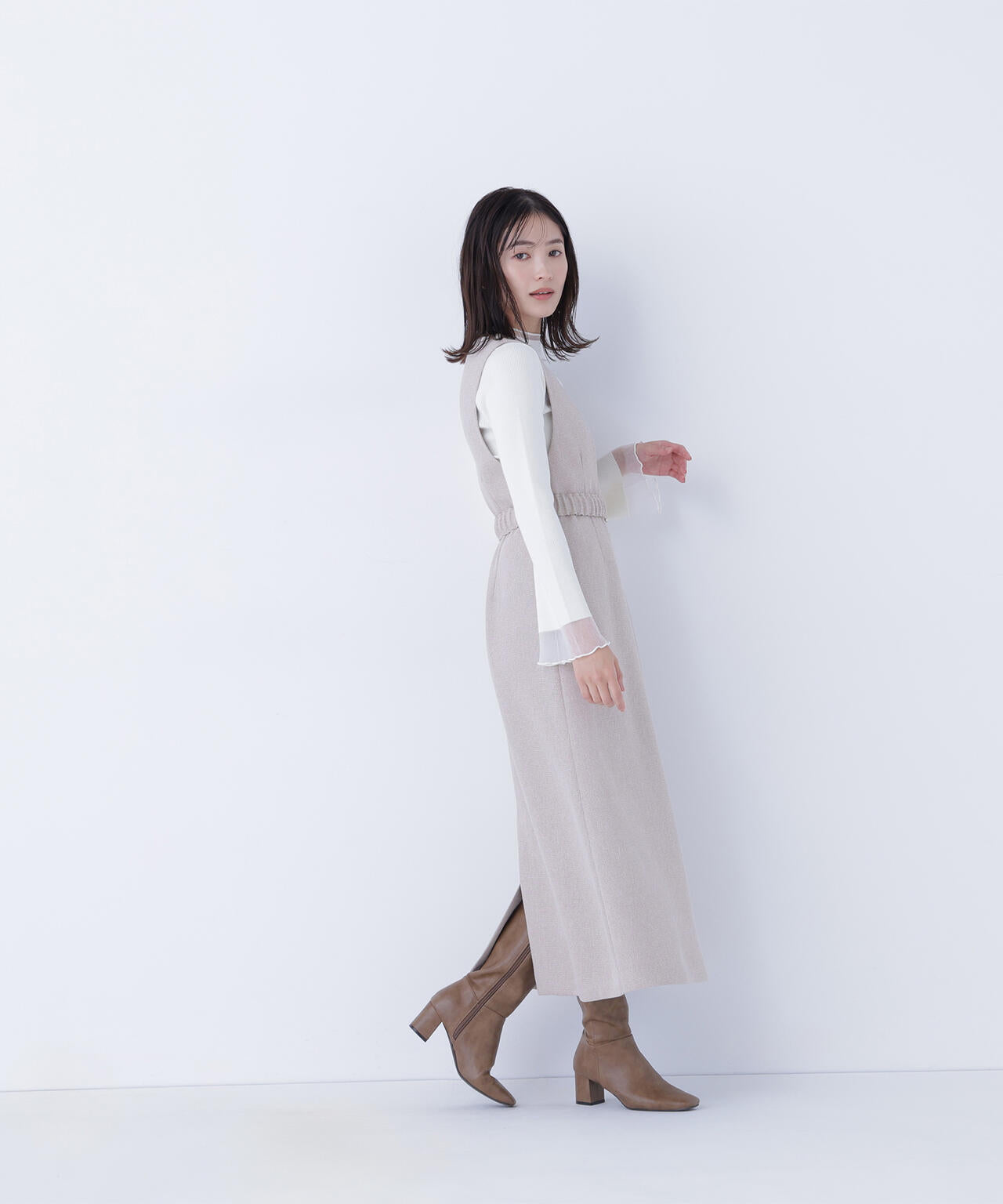 ベルト付Vネックジャンスカ | NATURAL BEAUTY BASIC（ナチュラル