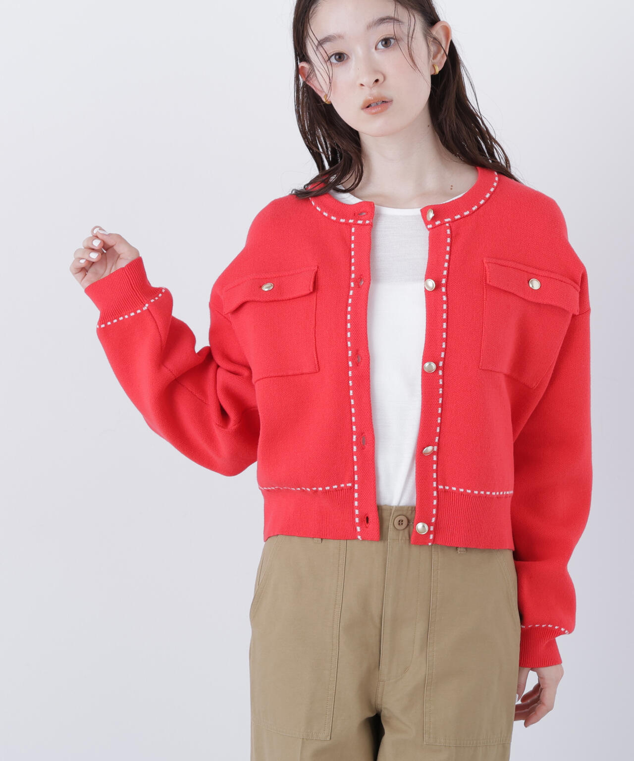 銀座インズ・mix.tokyo 限定カラー：ネイビー】ステッチニット