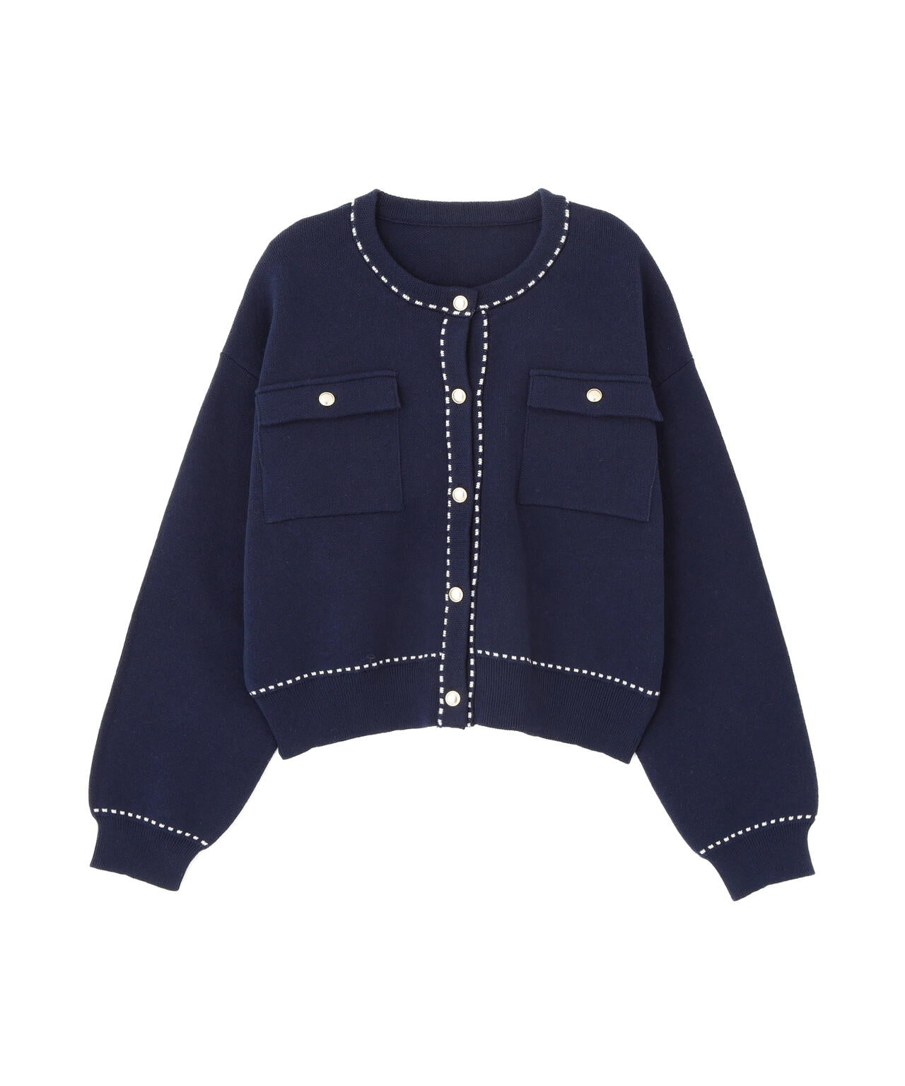 銀座インズ・mix.tokyo 限定カラー：ネイビー】ステッチニット