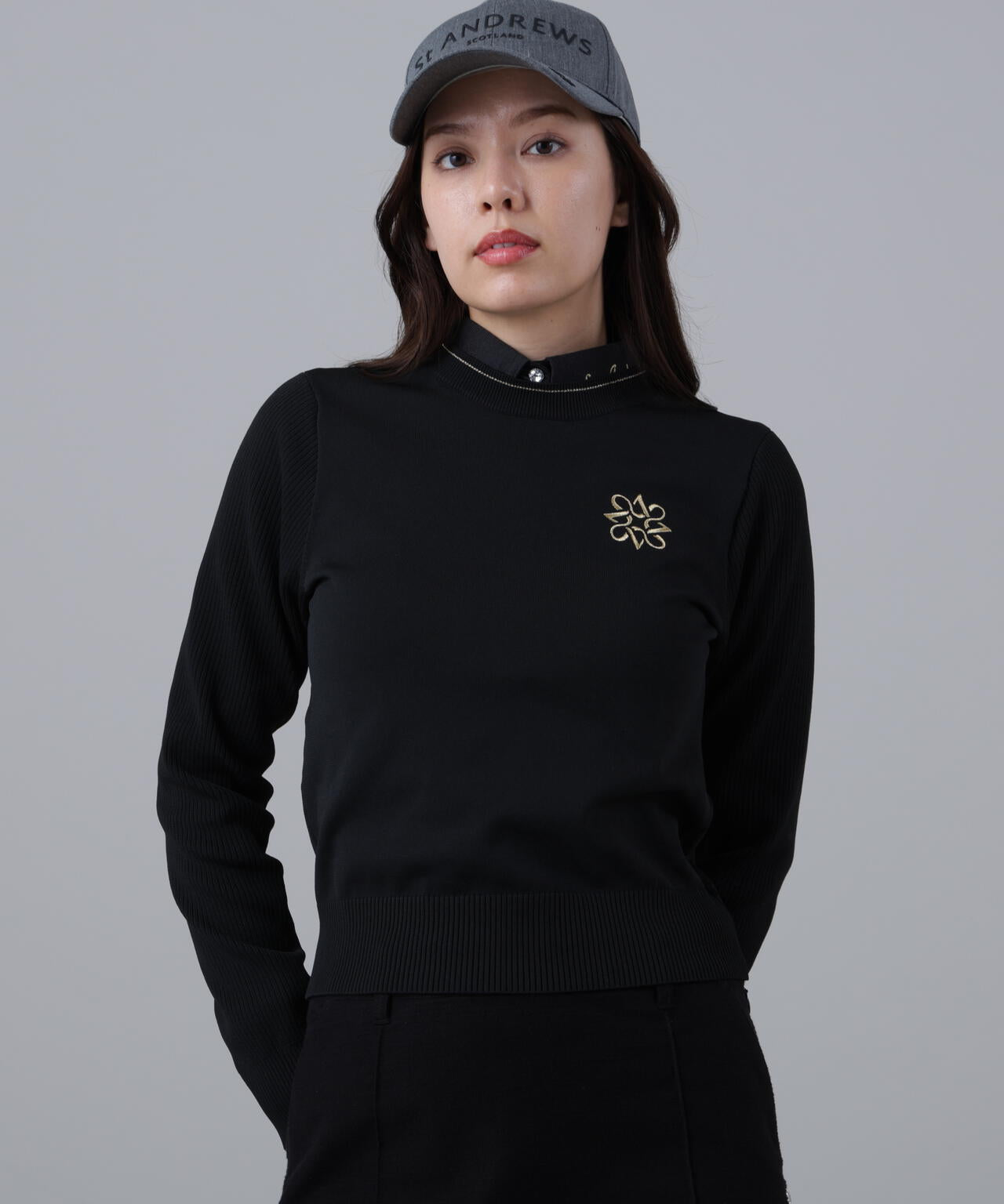 14G天竺×リブ クルーネックニットプルオーバー (WOMENS) | St ANDREWS