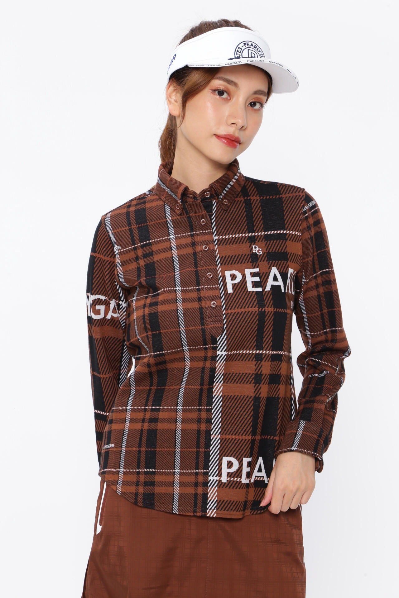 Wジャガード 長袖カットソープルオーバー ＜CHECKシリーズ＞ | PEARLY