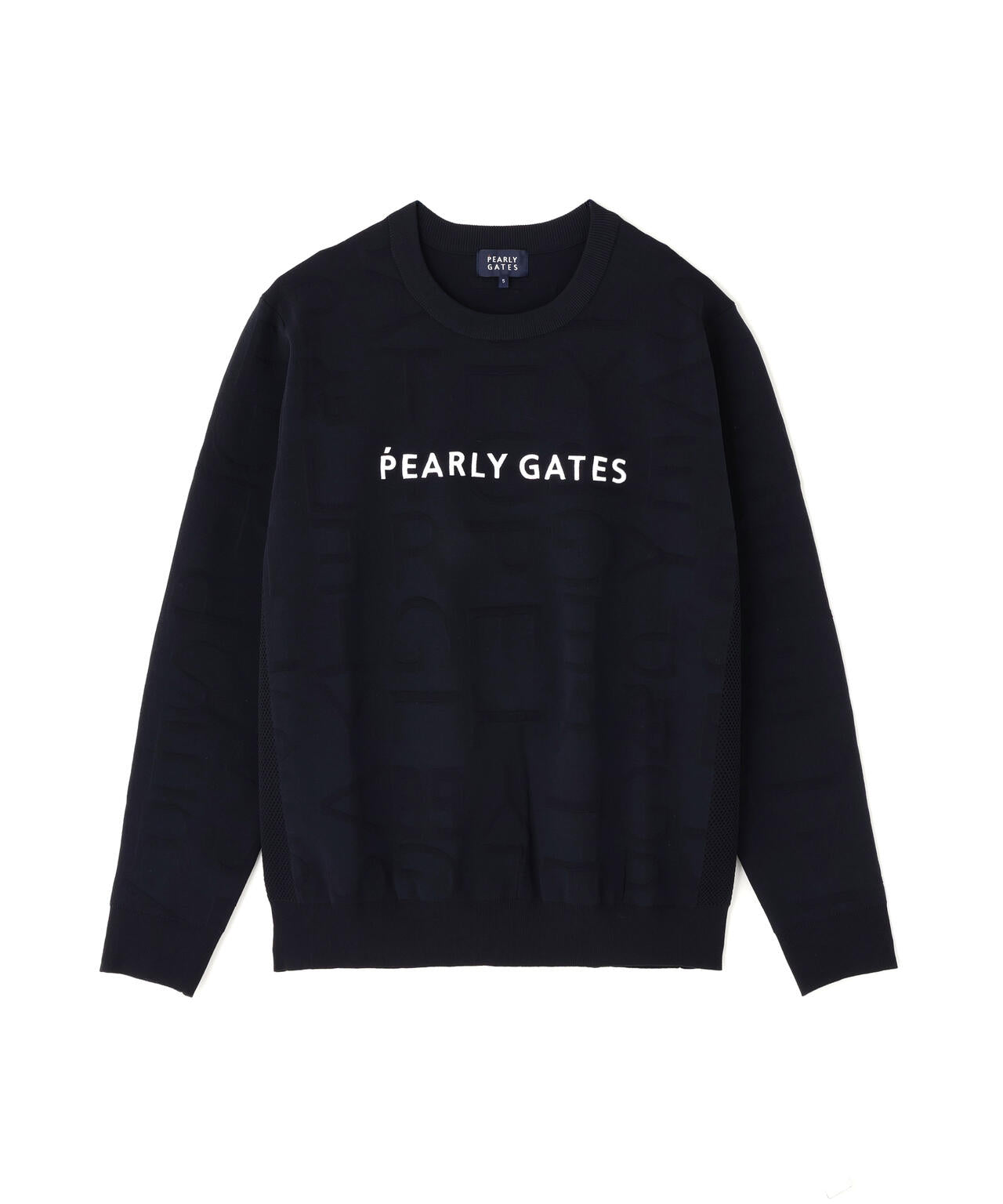14Gクルーネックニットプルオーバー ＜ジャガードロゴ総柄＞ | PEARLY