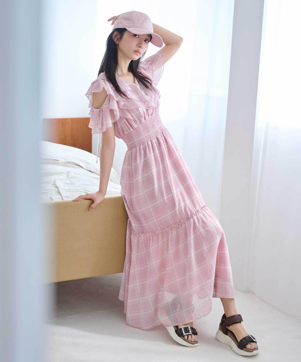 シアーチェックボリュームフリルワンピース | JILL by JILL STUART