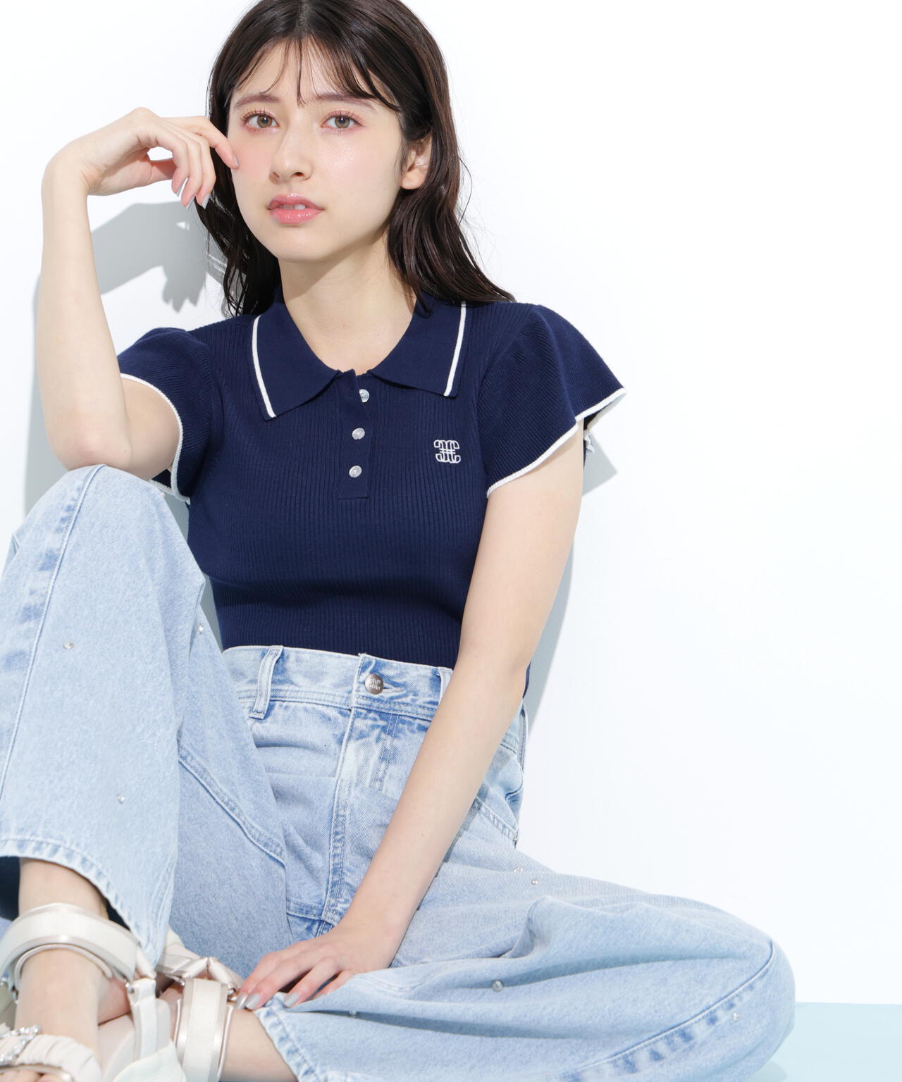 フリル袖ポロニット | JILL by JILL STUART（ジル バイ ジル