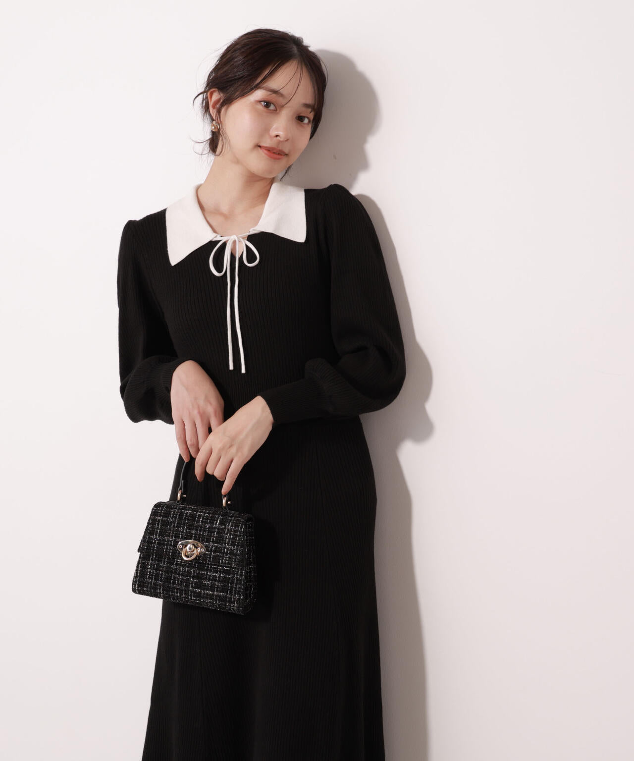 リボン衿付きニットワンピース | PROPORTION BODY DRESSING