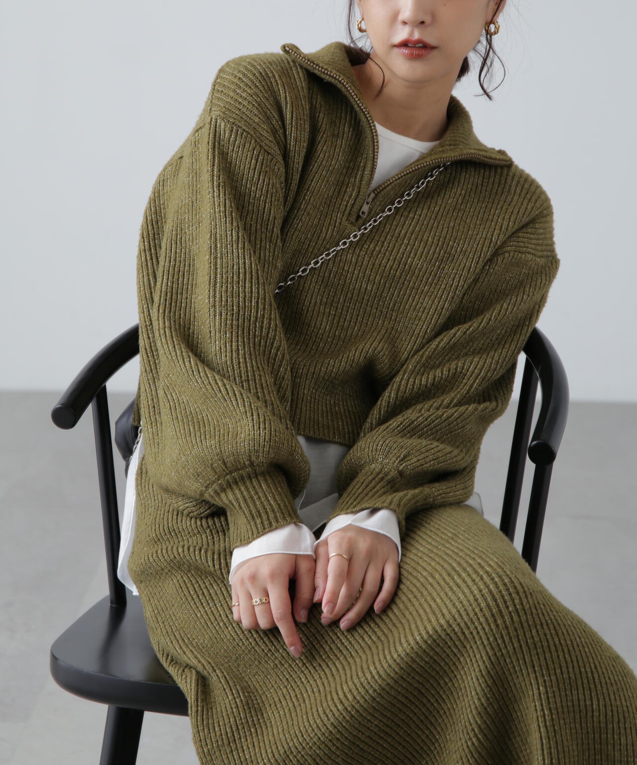 ハーフジップニット×ナロースカートセットアップ | FREE'S MART