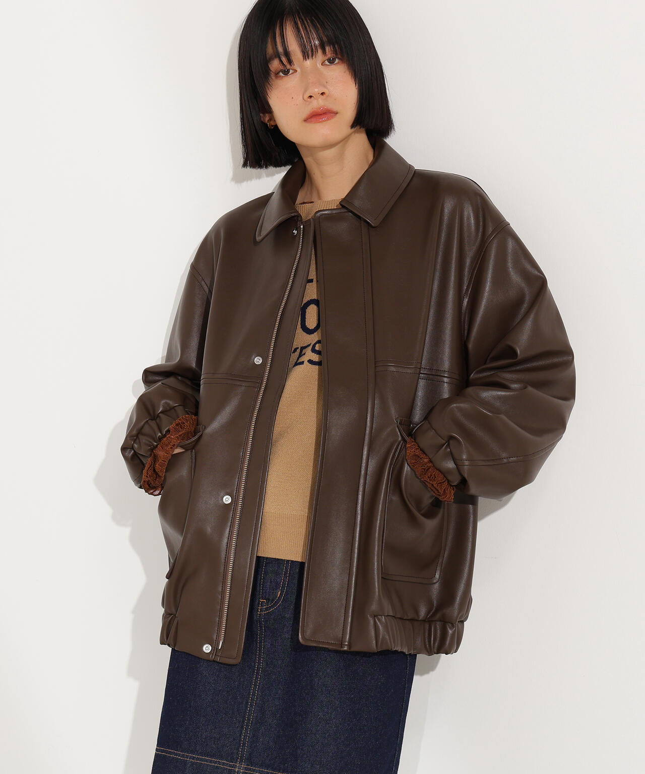 フェイクレザーステンカラーブルゾン | N. Natural Beauty Basic