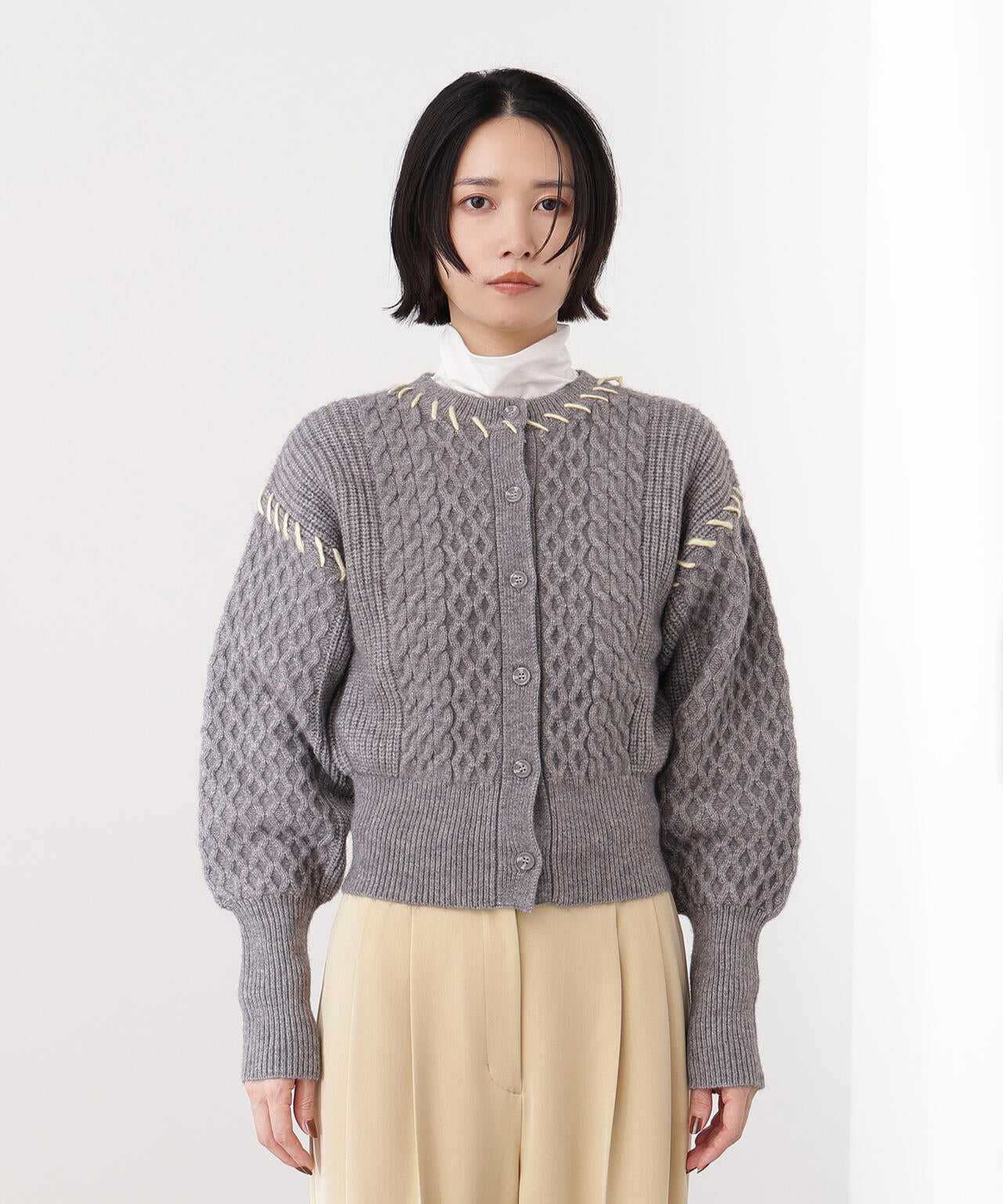 岸本セシルさん着用】ケーブルステッチカーディガン | N. Natural