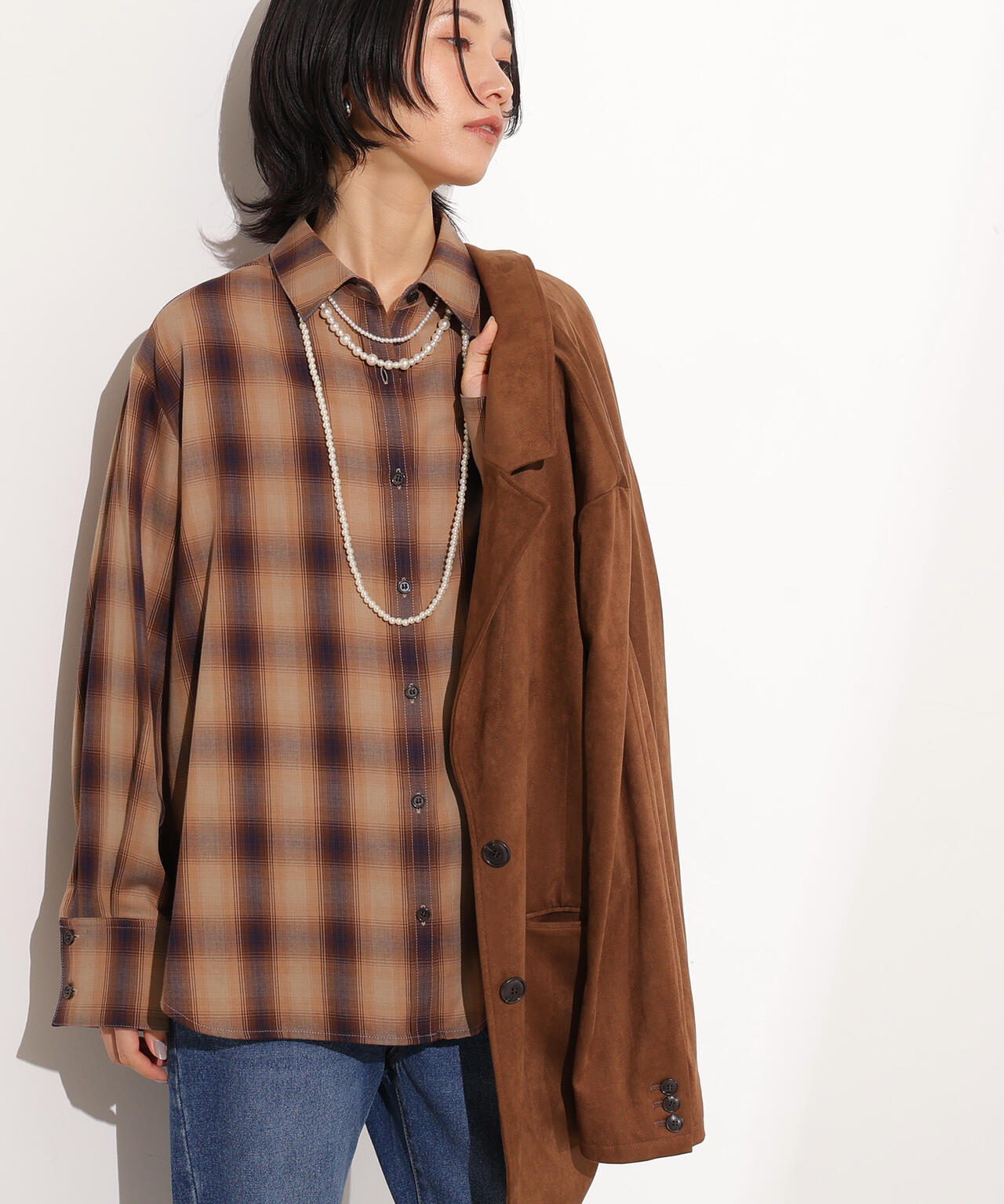 岸本セシルさん着用】チェックオーバーシャツ | N. Natural Beauty