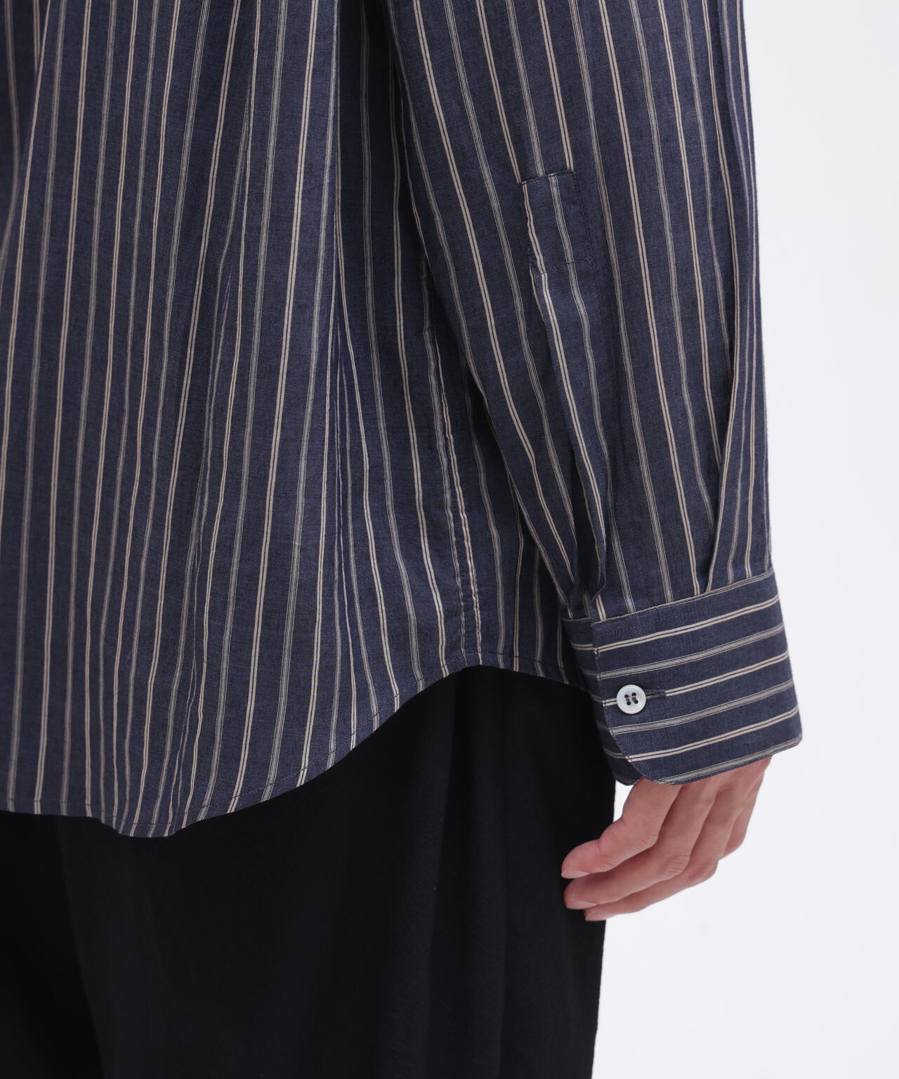 STUDIO NICHOLSON / LYOCELL SILK STRIPE BOXY OVERSIZED SHIRT | THE