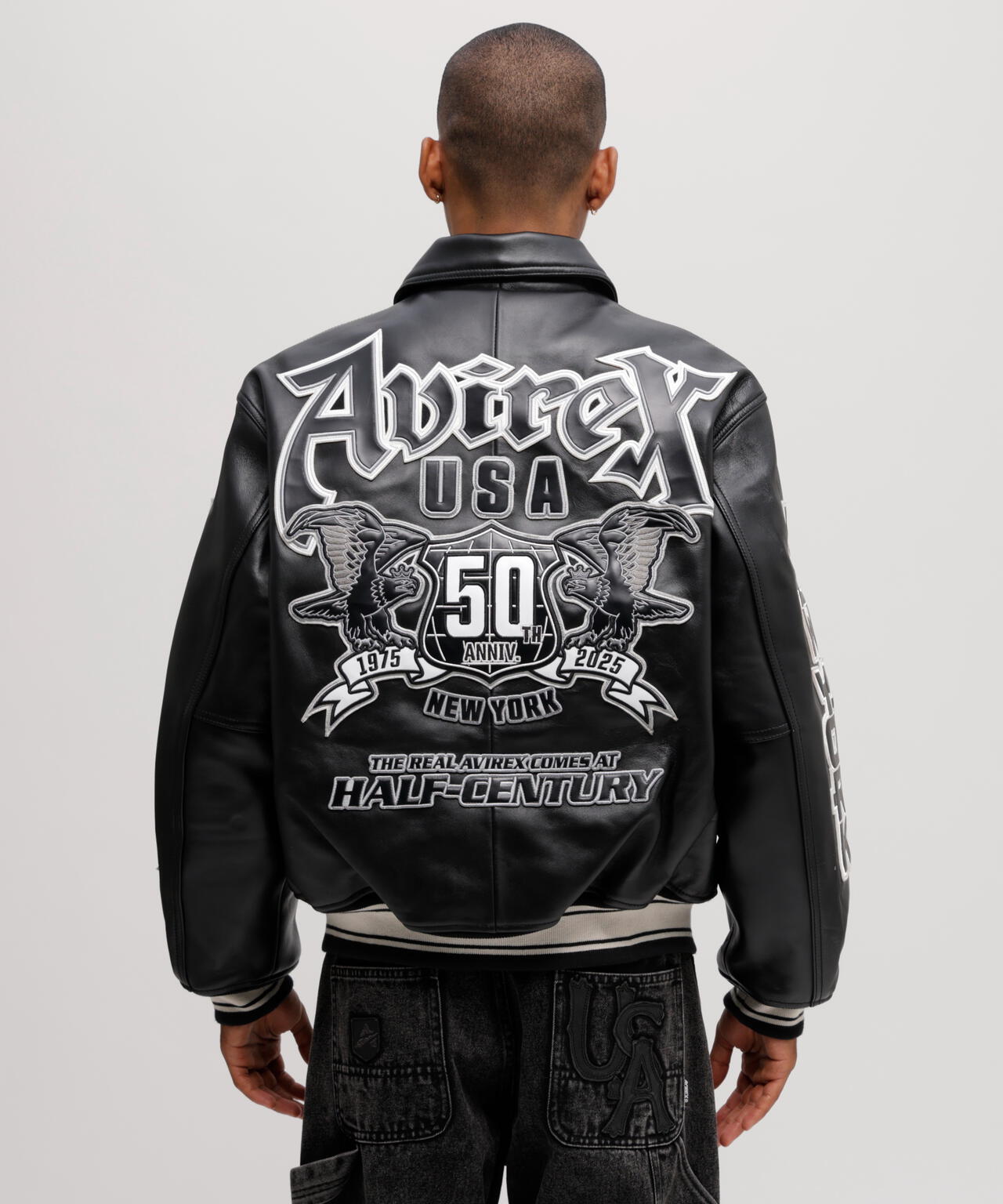 50th Anniversary》GRAPHIC VARSITY LEATHER JACKET | AVIREX
