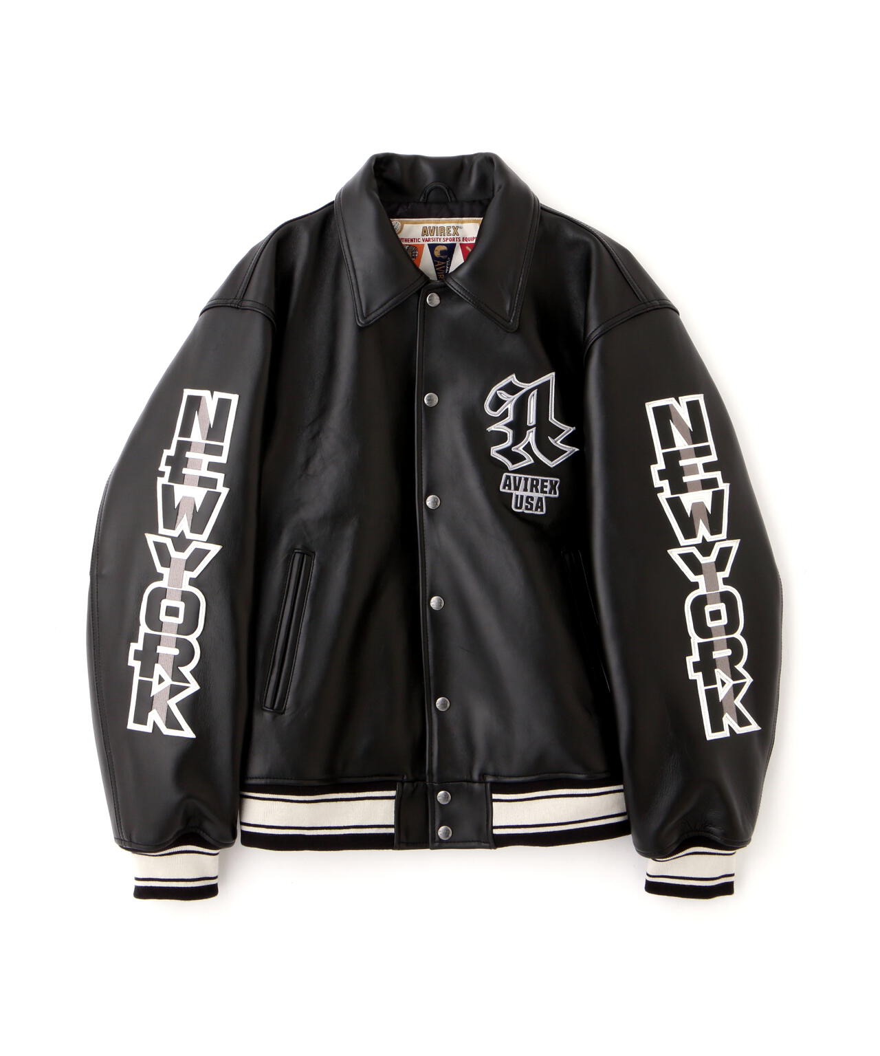 50th Anniversary》GRAPHIC VARSITY LEATHER JACKET | AVIREX