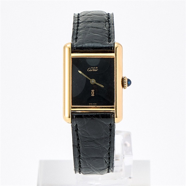 Cartier マスト タンク 手巻き 腕時計 SM ブラック文字盤 ゴールド