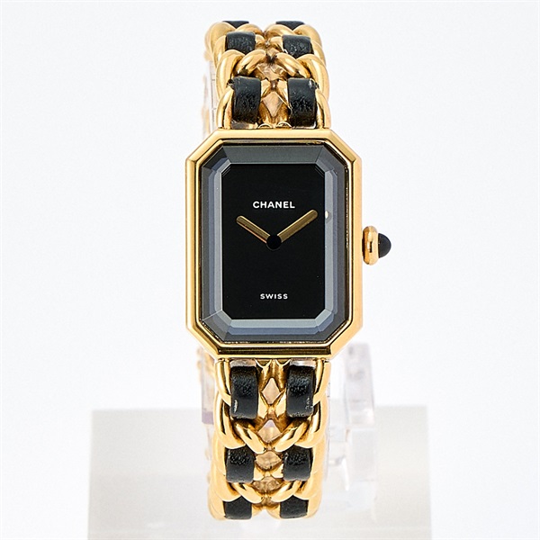 CHANEL プルミエール H0001 クオーツ 腕時計 M ゴールド ブラック GP