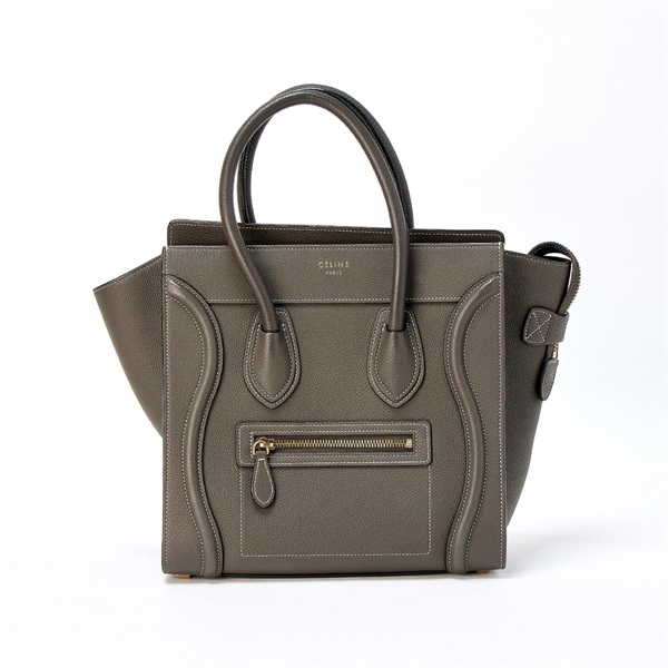 CELINE ラゲージ マイクロショッパー ハンドバッグ カーキグリーン