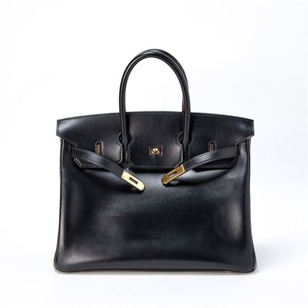 HERMES バーキン 35 2002年 □F ハンドバッグ ノワール ゴールド