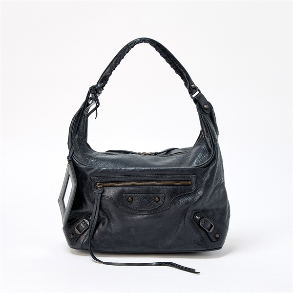 BALENCIAGA ザ デイ ショルダーバッグ ブラック マットゴールド レザー