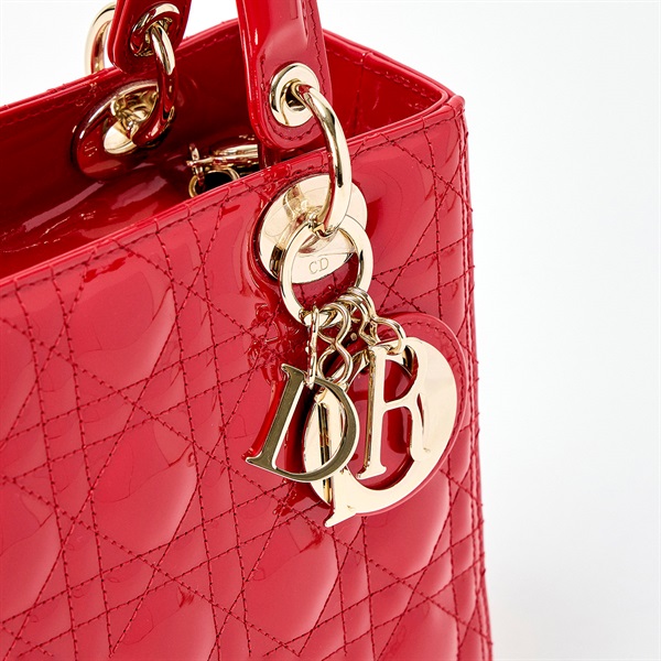 Christian Dior レディディオール ミディアム ハンドバッグ レッド