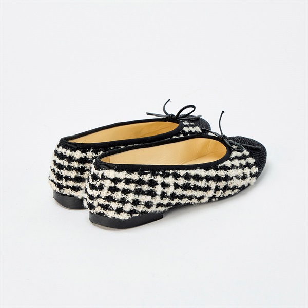 CHANEL パンプス 36C G02819 ブラック ホワイト ツイード レザー